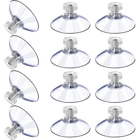 12 Grandes Ventouses Ventouses en Plastique Ventouse Anti-Collision Transparente en Caoutchouc Vis Écrou en Métal Ventouse Solide en PVC Transparent Remplacement avec Écrou de Vis (40 (1/3)