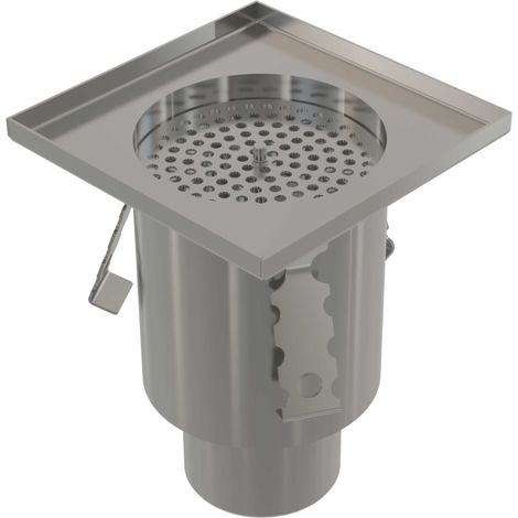 Pozzetto di scarico industriale 150×150, acciaio inox AISI 304 (1/2)