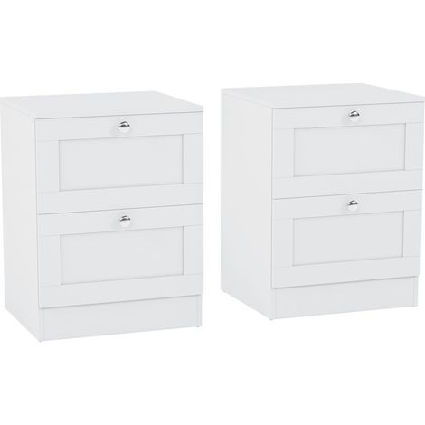 Altino Bedside Tables Set of 2 Bedroom Storage Chests, White