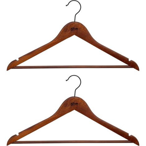 Lot de 2 Cintres en Bois "Vintage" 44cm Marron (1/3)