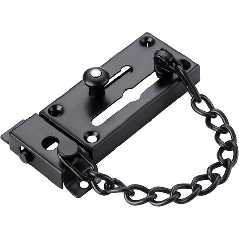Chaîne de porte avec verrou (noir mat), verrou de porte avec chaîne antivol, protection de porte avec verrou coulissant, verrou à cylindre, chaîne de porte robuste pour l'intérieur