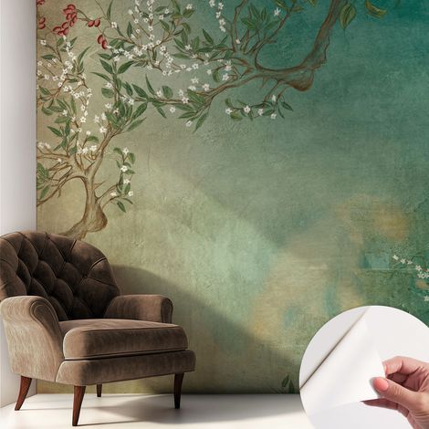Fototapete Selbstklebend - Wanddekoration - Wandfolie - 3D Tapete Wand - Wohnungsdeko Blumige Harmonie 250x250 cm
