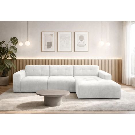 AX LIVING Couch in L Form Corlu Perlweiß Sofa für Wohnzimmer 310 cm R