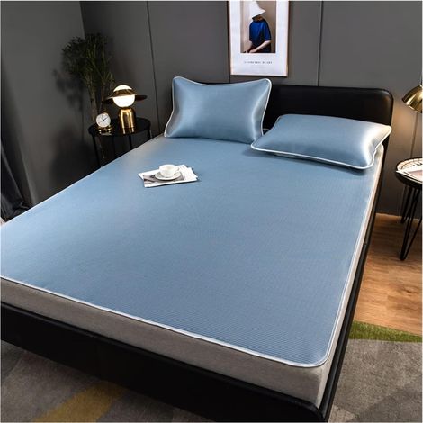 Draps en Soie Rafraîchissants Matelas d'été en Soie glacée for lit Simple ou Double, Matelas de Couchage Frais et Confortable, 90/120/150/180 cm, Protection for Luxe King(Color 03,180x200cm) (1/5)