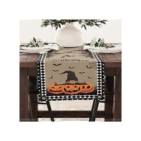 Halloween-Tischläufer, Leinen, Festtagsdekoration, Tischdecke, Schranktischdecke, Couchtischdecke (23ZQ4-12)