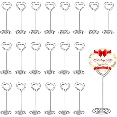 Porte Nom Table,Photo Menu Clip Porte,20 Pièces Porte-Numéros de Table,Porte Cartes en Forme de Coeur,Supports de Numéro de Table (1/4)