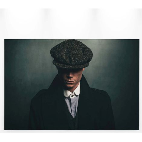 Tableau portrait homme détective fond sombre | Tableau vintage pour chambre adulte | Tableau sur toile déco salon & couloir 0,9 x 0,6 m (1/5)
