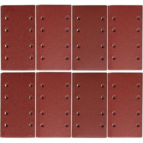 CSPARKV Lot de 48 Feuilles Abrasives pour Ponceuse Vibrante 93 x 185 mm Papier de Verre 8 Trous Grain 40 60 80 120 180 240 320 400 (1/5)