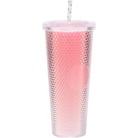Gobelet à durian en plastique à double paroi, grande capacité, design créatif dégradé multicolore avec paille (1/5)