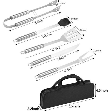 Tophances 5-Piece Premium Stainless Steel BBQ Utensil Set for Camping - Ideal as a Birthday Gift for Dad and Men (1/5)