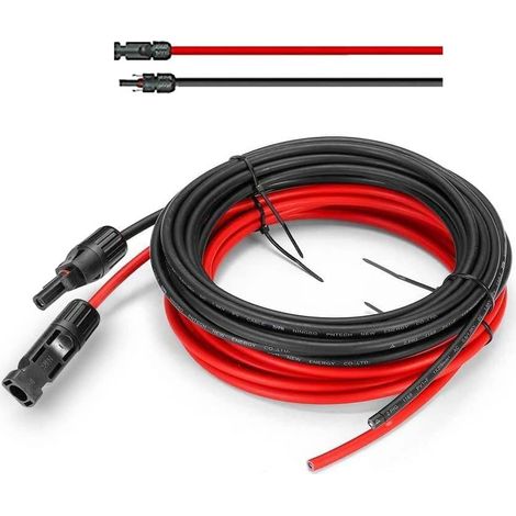 Solarsys® - 4m Câble Solaire 4 mm² Professionnel avec Photovoltaïques Fiche à une Extrémité, Câble d'extension Solaire 4mm² 12AWG Max DC 1500V, Certification TÜV, 4 Mètres