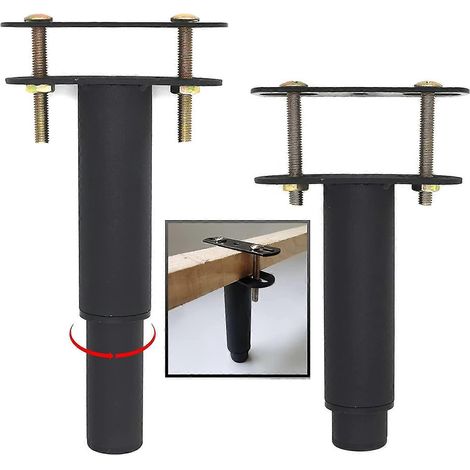 Deux pieds de support centraux en métal réglables, adaptés aux cadres de lit, aux lits, aux pieds de canapé et aux pieds d'armoires forte capacité de charge cadre de lit plateforme. (1/5)