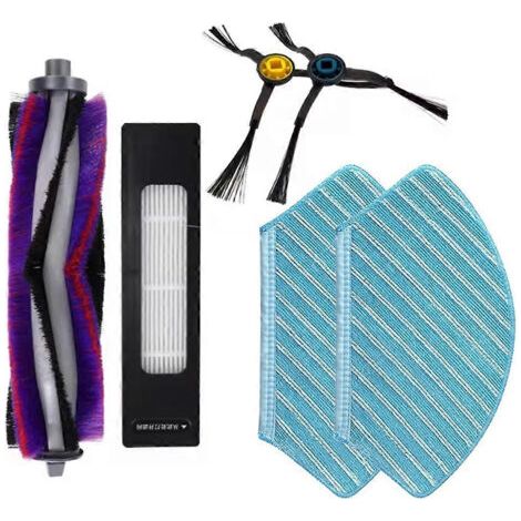 Lot de 6 pi��ces de rechange pour aspirateur Midea M7 / M7 Pro / M7 Max / Eureka NER700 : brosse principale, filtre et chiffon de nettoyage.