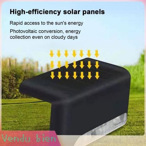 Garosa Lumières solaires d'escalier Lot de 4 lampes solaires d'extérieur à LED étanches pour jardin balise Lumière colorée noire (1/4)