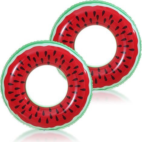 Conjunto de 2 flotadores hinchables con forma de sandía, muy divertidos gracias a su diseño realista. (1/5)