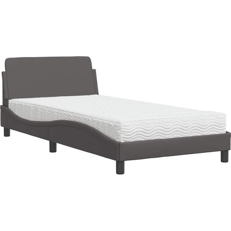 Maison Exclusive - Bett mit Matratze "Dover" Grau 100x200 cm Kuns