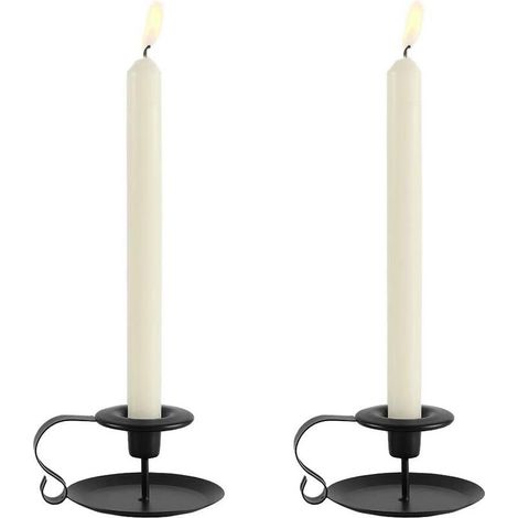 Bougeoir Détenteur 4 Pcs, Photophore Vintage en Fer Forge avec Poignée et Plateau Retro Chandelier Decoration Table pour Saint Valentin De Noël Halloween Mariage Cérémonie Anniversaire, Noir (1/5)