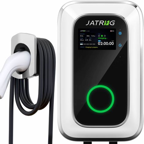 Jatrhg – Borne de recharge pour véhicule électrique 7kW 32A monophasé – Câble 6M – IP66 étanche – Chargeur rapide Type 2 IEC 62196-2