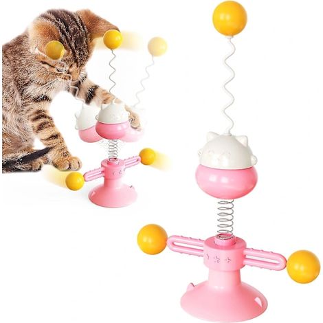 Baguette d'équilibre avec balle tournante pour chats - Jouet interactif et amusant pour animaux de compagnie - Plume (1/3)