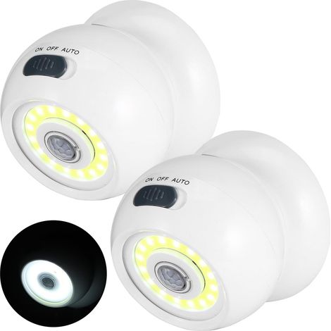 Projecteur LED d'extérieur à détection de mouvement - Lot de 2 lampes d'extérieur sans fil avec batterie intégrée et détecteur de mouvement, projecteur d'extérieur étanche pour couloir de jardin (1/5)