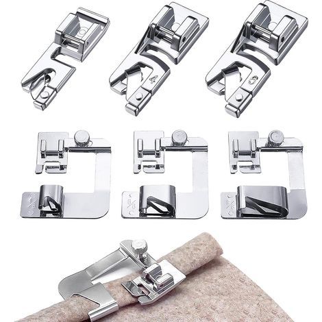 Presser Feet, Stainless Steel Rolled Hem, Wide Narrow, Compatible with Domestic Sewing Machines (1/5)