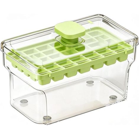 Bandeja para cubitos de hielo con tapa,Máquina de hielo reutilizable,34 compartimentos de fácil extracción,13x10x12 cm,Verde (1/5)
