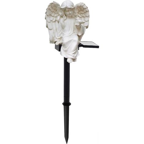 Statue Ange Résine Lumineuse pour Jardin Extérieur Statue Ange Résine 45cm, Lumière Auto Jardin, pour décor Extérieur Patio Balcon (1/5)