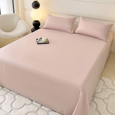 3-teiliges Bettwäsche-Set aus weicher Baumwolle – Minimalistischer Instagram-Stil, einfarbig Rosa – Bettbezug 220x230 cm + 2 Kissenbezüge für Schlafzimmer und Wohnheim-lsw
