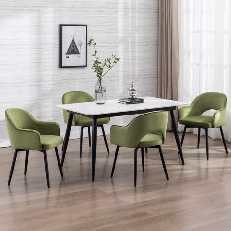 Wahson Set di 4 da Pranzo in Velluto Girevole, Schienale Sedia moderna Design con Gambe in metallo per Sala da Pranzo/Soggiorno, Verde