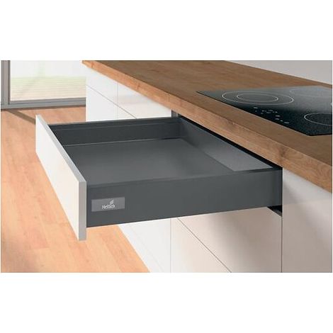 Kits partiels Innotech Atira avec coulisses - silent system 30 kg - tiroir simple hauteur 70 mm - 520 mm - Anthracite - HETTICH