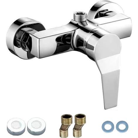 Robinet de douche monocommande en acier inoxydable - Mitigeur de douche avec commande manuelle - Interrupteur de vanne sanitaire - Robinet de salle de bain pour eau froide et chaude