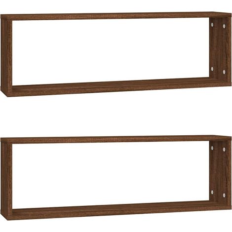 vidaXL Estante cúbico de pared 2 uds madera roble marrón 80x15x26,5 cm (1/2)