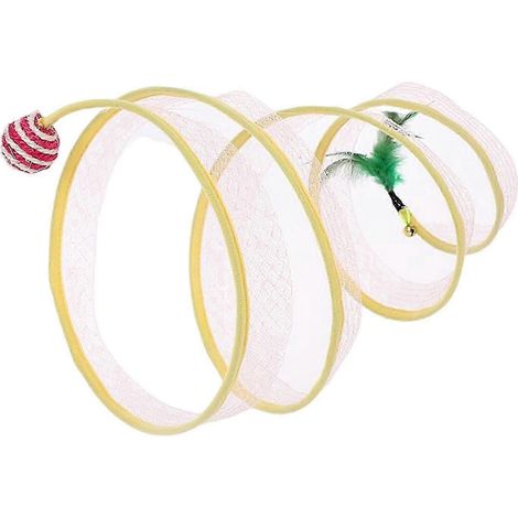Tunnel pour chat pliable et interactif portable avec tente à plumes pour lapin-Sisal Round (1/5)