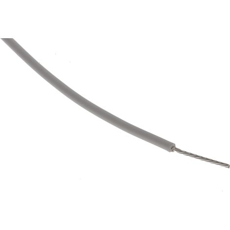 Câble pour environnement difficile RS PRO, 0,6 mm², 20 AWG, 200°C max, PTFE Gris, 100m ( Prix pour Bobine de 100 Mètres )