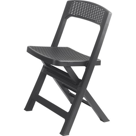 Silla de Exterior Sanzeno, una Silla, Plegable Hecha en Italia, Tono del Asiento Antracita, Negro Antracita