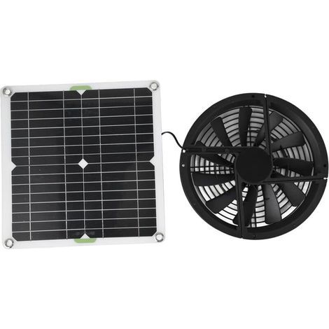 100W Kit de Ventilateur à Panneaux Solaires . Résistant Aux Intempéries Alimenté par énergie Solaire Ventilateur Grenier . 12V 10po Ventilateur D'extraction à Panneau Solaire pour Petits Poulaillers (1/4)