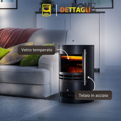 Radiateur électrique cheminée 900W/2000W avec flamme décorative, réglage de température et sécurité anti-surchauffe, 41x41x64.5cm, noir (1/5)