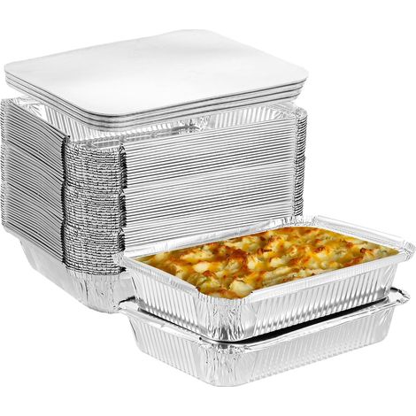 Barquette Aluminium avec Couvercle Barquette Alimentaire Jetable 30 Pièces 1000ml Barquettes Jetables Barbecue Plateaux Parfait pour la Cuisson (1/5)