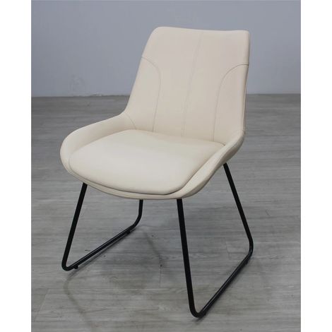 Pack de 4 sillas Md-Elise tapizadas en piel sintética beige, 85cm(alto) 53cm(ancho) 62cm(fondo) (1/2)