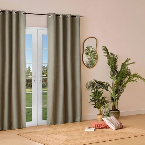 Rideau Isolant Effet Laine "Kys" 140x260cm Kaki