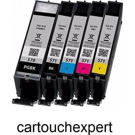 Lot de 5 cartouches PGI 570 XL et CLI 571 XL pour Canon MG 5700 5750 6800 6850