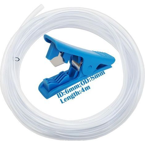 Tuyau PVC, Tuyau Transparent 6mm ID8mm OD, Tube Flexible, avec 1 coupe-tube (4 mètres) (1/4)
