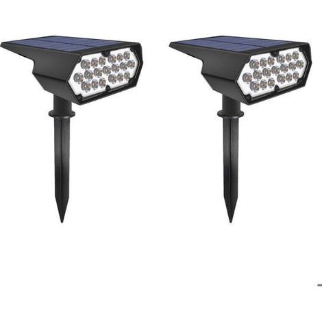 Projecteur Solaire Extérieur - 36 LED - 860 LM - IP67 - 2 Modes Éclairage - Jardin Terrasse Allée - 2 Pièces (1/4)