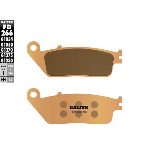 PASTILLAS DE FRENO GALFER KH226 / KH142 DE METAL SINTERIZADO (DORADO) PARA SCOOTER