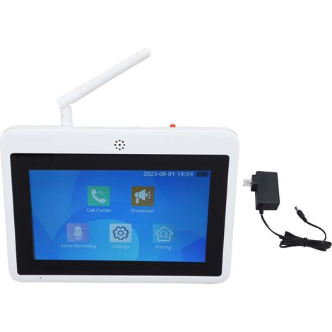 Drahtloses 2-Wege-Intercom-System mit 7-Zoll-kapazitivem Touchscreen, Raumkommunikation, 100-240V-Netzteil, US-Stecker. (1/5)