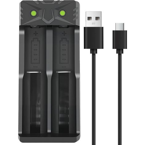 Chargeur Accu 18650, 2 Slots Chargeur Piles Rechargeable LiION, avec Une Variété de Batteries LiION 3,7V 4.2V18500/18650/16340/14500/18650/18490 (1/5)