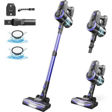 Aspirateur Balai sans Fil, 6 en 1 Aspirateur sans fil, Aspirateur Puissant Autonomie 55Min & 2 Vitesses, Brosse Anti-Enmêlement,Aspirateur Balai sans Sac pour Les Poils d'animaux,Tapis,Canapé,Voiture (1/5)