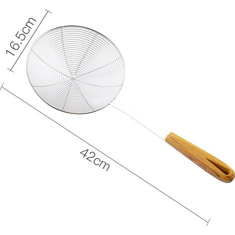 Fuite de fil inoxydable maison cuisine grille à frire salle à manger longue poignée en bois grille à fondue anti - blanchiment fuite - 18 pouces (1/5)