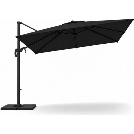 Ombrellone 3x3 M Braccio Giardino Retrattile Per Esterni Piscina Gazebo Terrazze Bar Hotel In Acciaio Inossidabile Braccio Rotabile 360° Telo 180 G/M2 Impermeabile Resistente Ai Raggi UV Nero (1/5)