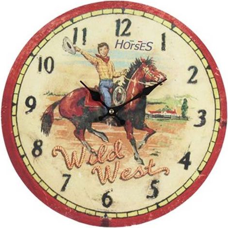 Horloge murale Wild West en bois rond